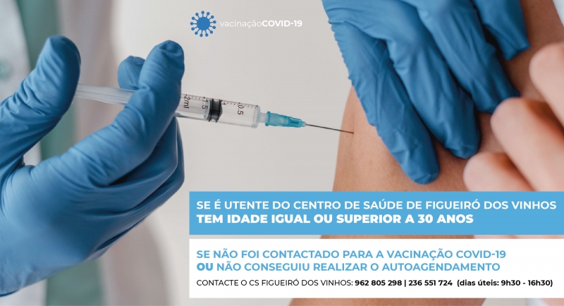 Vacinação COVID-19 – CSFV: Utentes com idade igual ou superior a 30 anos